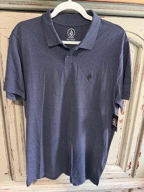 Volcom Men’s Slate Blue Polo Shirt with Logo
